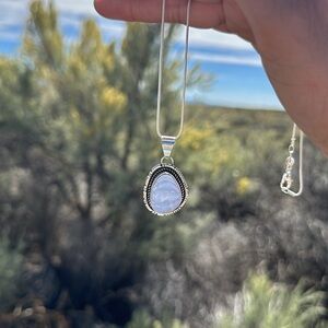 Beautiful Opal and Sterling Silver Pendant with chain.